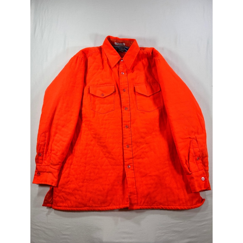 North West Winter Weight Blaze Orange Quilted Shirt Jacket Mens Large Hunting